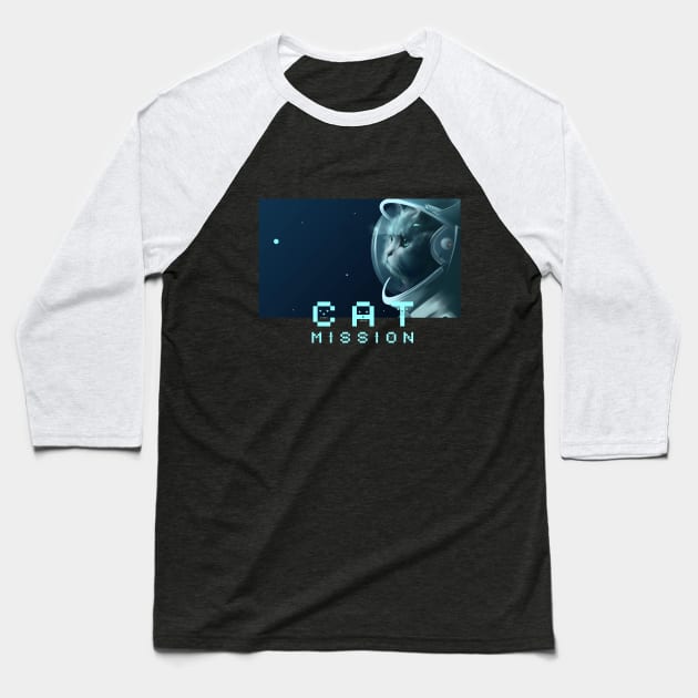 Cat Mission Baseball T-Shirt by MadToys